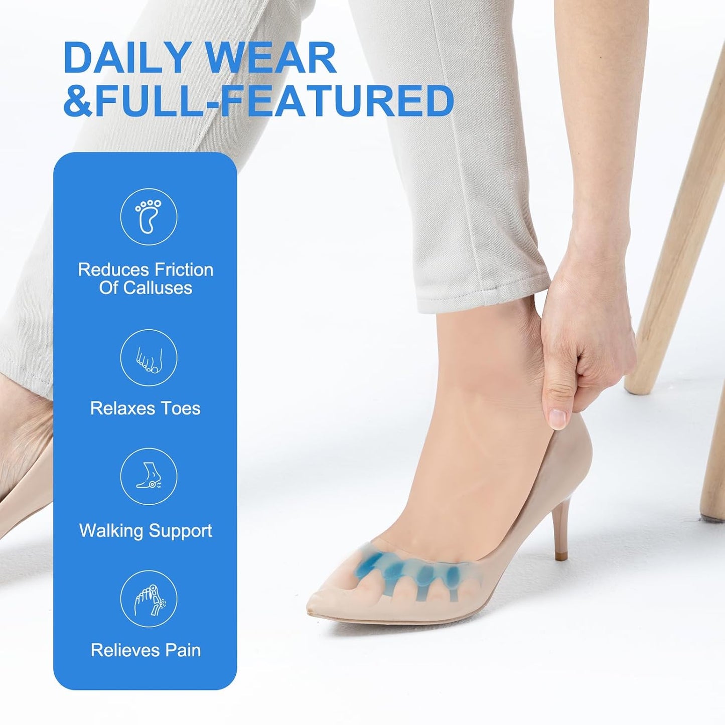 ActiveFlow Blue Toe Spacers - Bunion Corrector & Hammer Toe Straightener | Gel Toe Separators for Running & Yoga (2 Pairs)