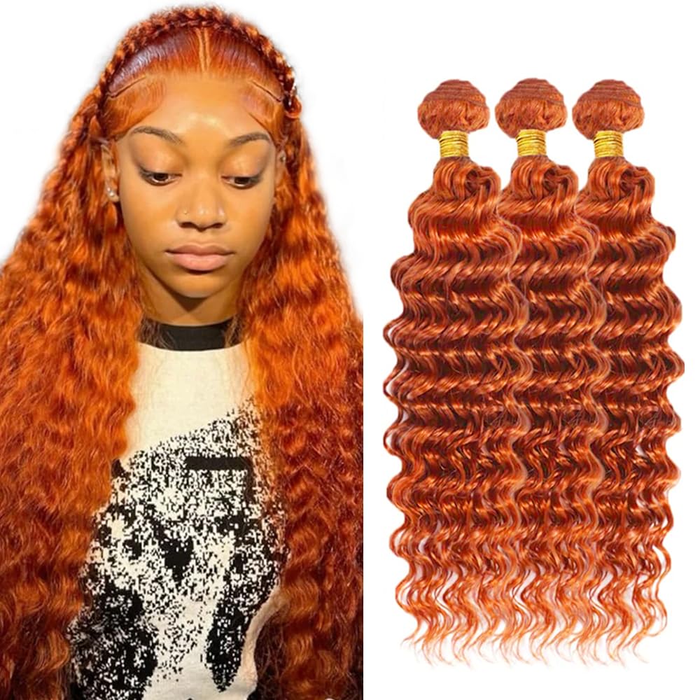 30 32 34 inch Ginger Human Hair Bundles 350 Deep Wave Bundles Ginger Deep Wave Bundle Human Hair Weave