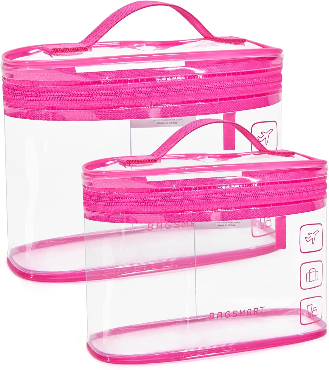BAGSMART TSA Approved Toiletry Bag - 2 Pack Clear Makeup Organizer | Quart Size Travel Essentials, Black