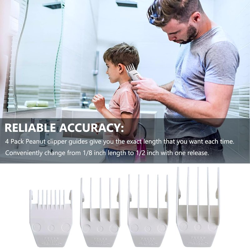 Professional Peanut Replacement Blades - 2 Pack with 4 Clipper Guards | Precision Ground, Snap-On Design, Compatible with Wahl #2068-300