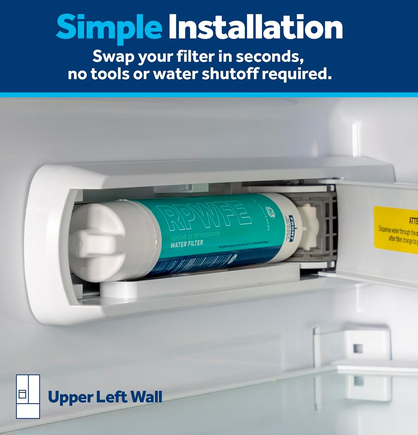 GE Refrigerator Water Filter - Genuine RPWFE Replacement | Reduces Lead, Sulfur & 50+ Impurities - 1 Pack
