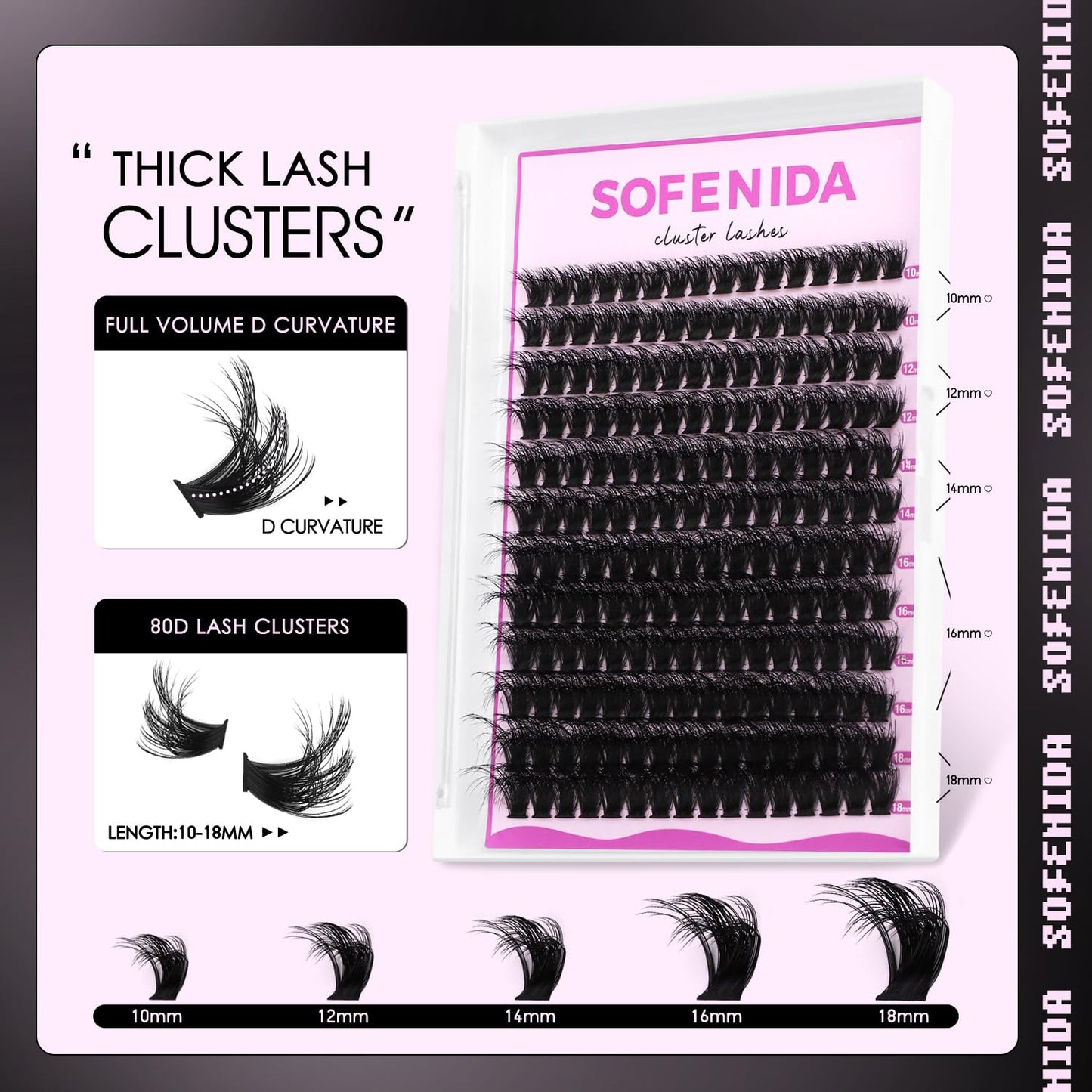 Lash Clusters Kit - 80D Volume Eyelash Extensions | 10-18mm D Curly 3D Wispy DIY Cluster Lashes