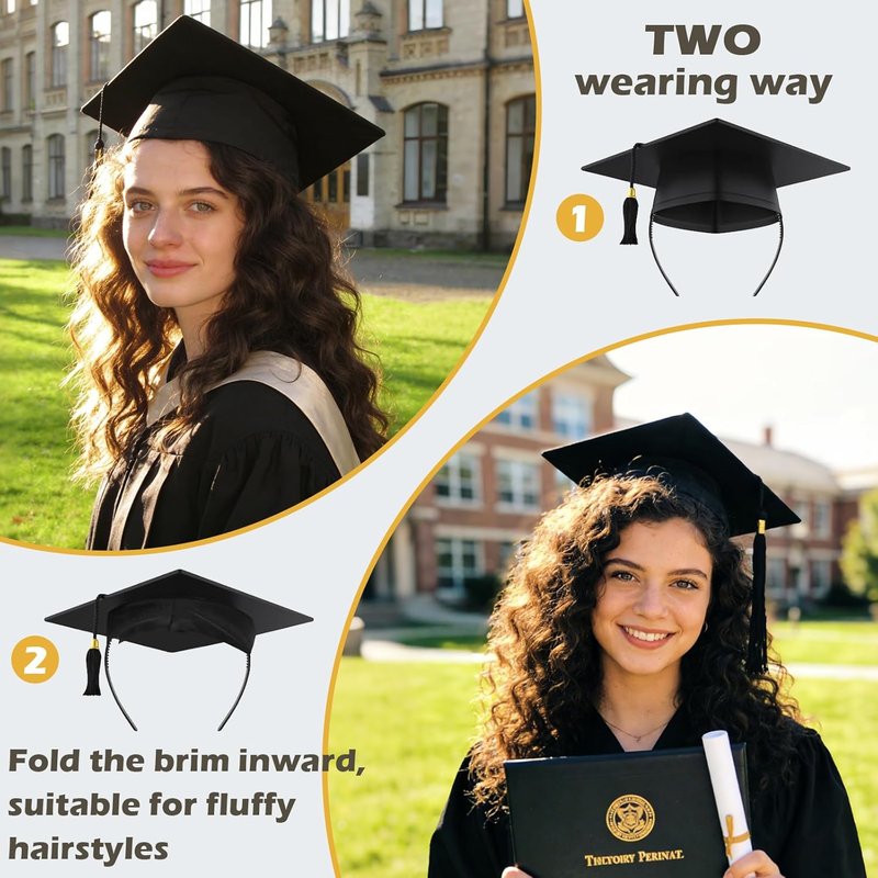 Graduation Cap Headband - Pro-Grip Stabilizer for All Hairstyles | Black 1 Pack