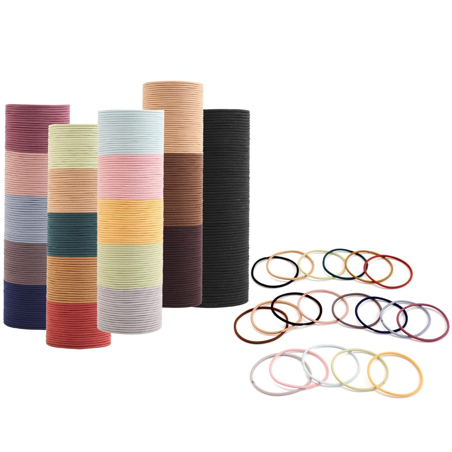 500 PCS Hair Ties for Thin Hair - Premium 2mm x 4cm Nylon Elastic Bands for Women & Men | Black & Multicolor Ponytail Holders