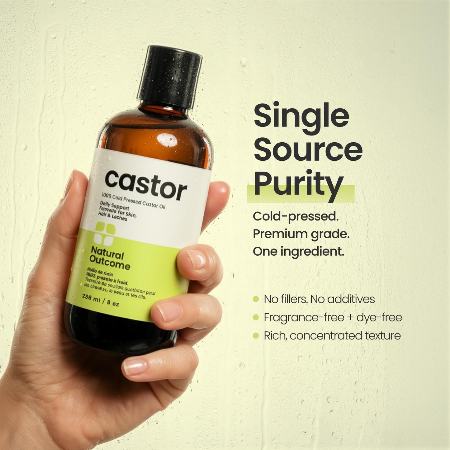 Castor Oil 100 % Pure – 8 oz Cold‑Pressed & Hexane‑Free | Hair, Scalp, Lashes & Skin Moisturiser | Vegan, Made in USA