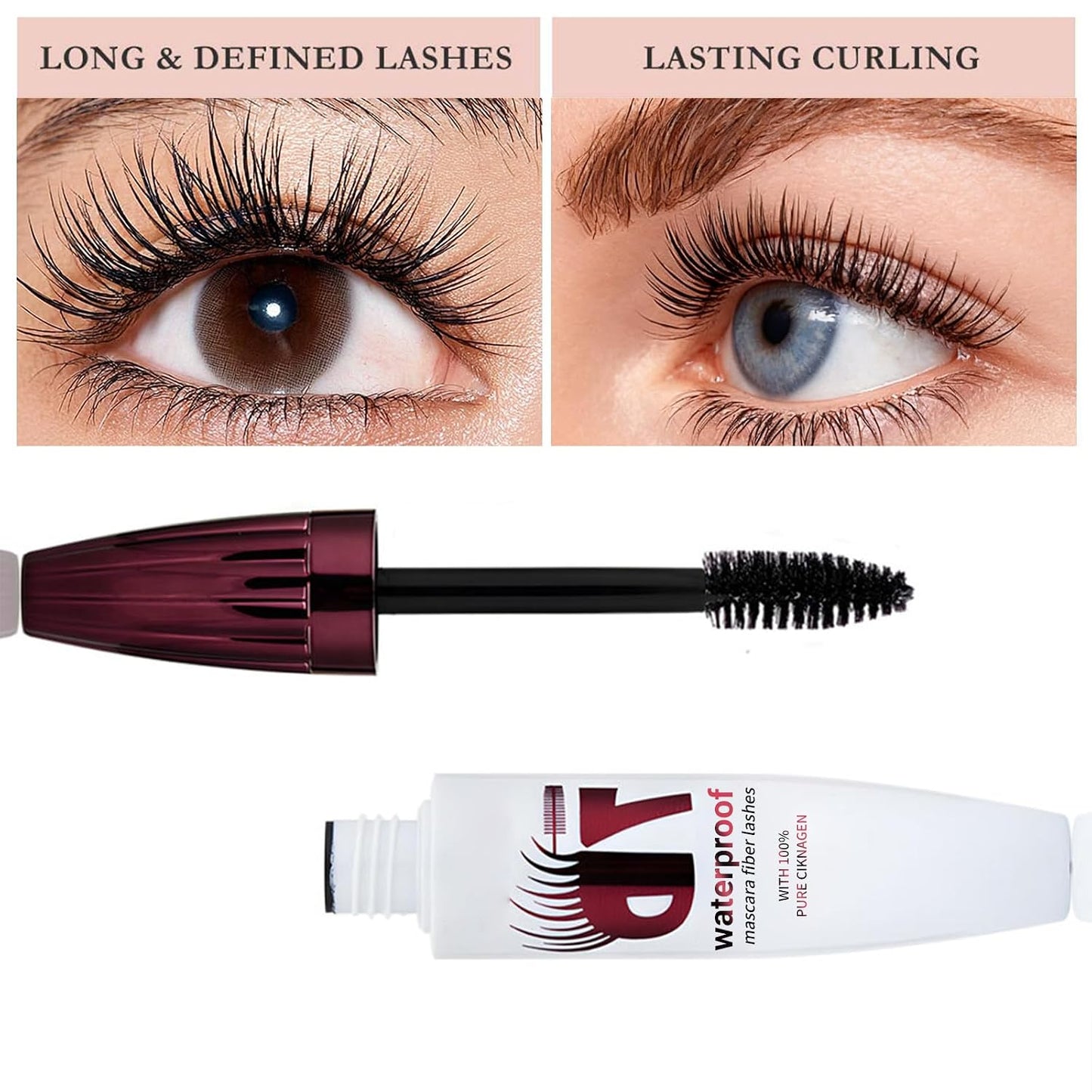 7D Mascara Fiber Lashes - Waterproof Black Formula for Thick, Softer, Fuller Lashes | 2-Pack