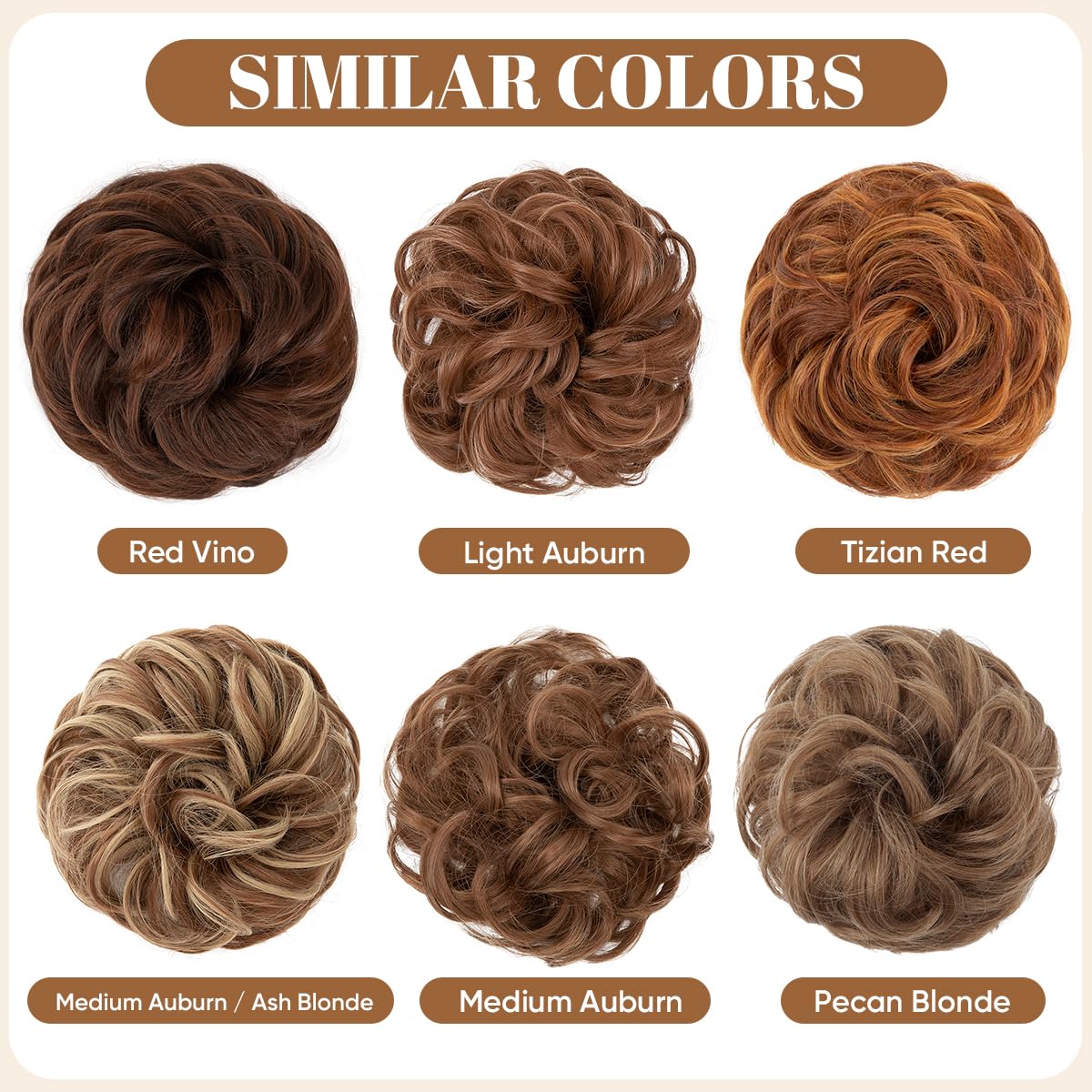 Large Messy Bun Hair Piece - Wavy Curly Synthetic Ponytail Extensions | Thick Updo in Pecan Blonde