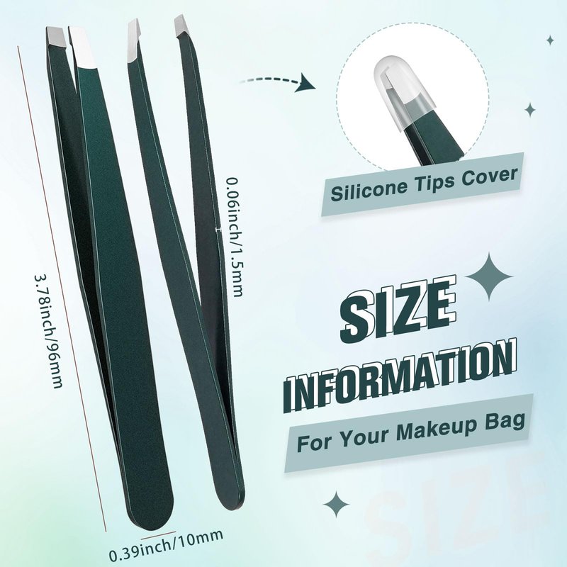 Mudder 12 Pcs Eyebrow Tweezers Set for Facial Hair Stainless Steel Slanted Tip Tweezers in Bulk for Men and Women(Dark Green)