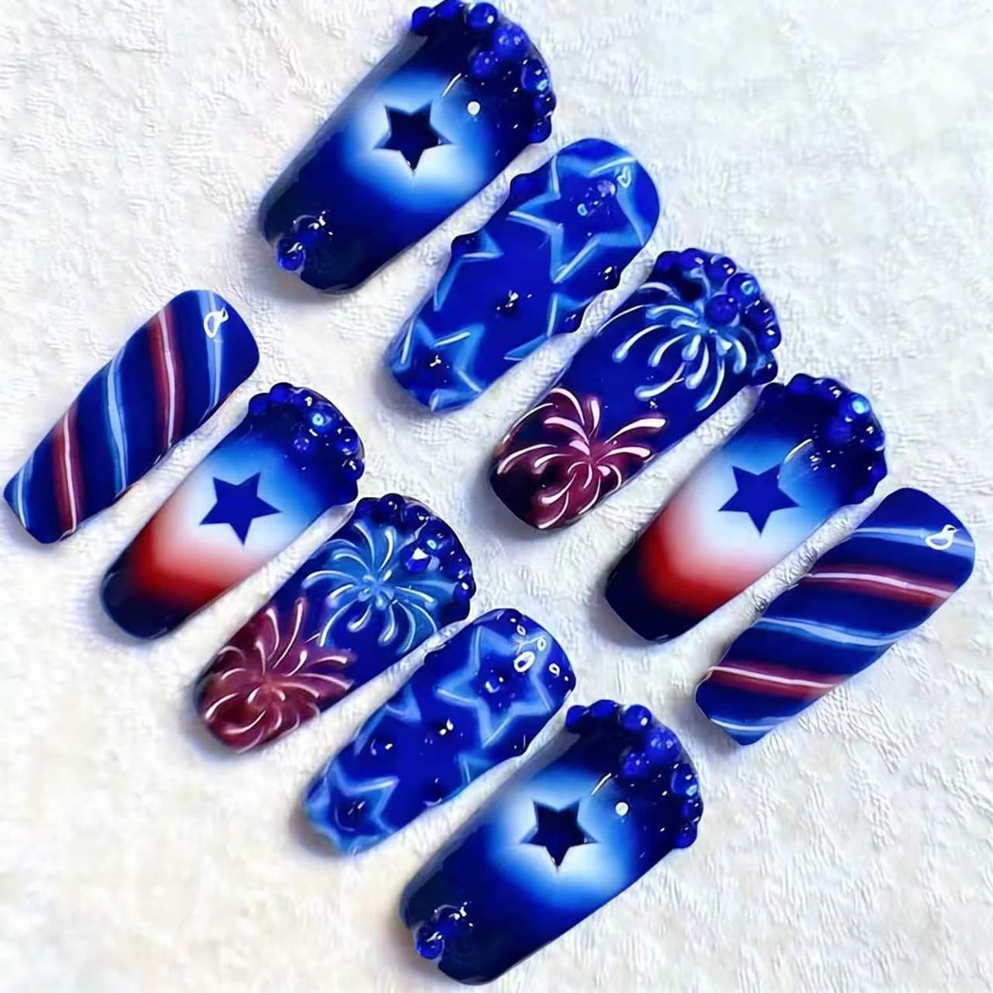 French Tip Press-On Nails - 30pcs Medium Almond Acrylic with 3D Flower & Pearl Design | Reusable Summer Nail Art