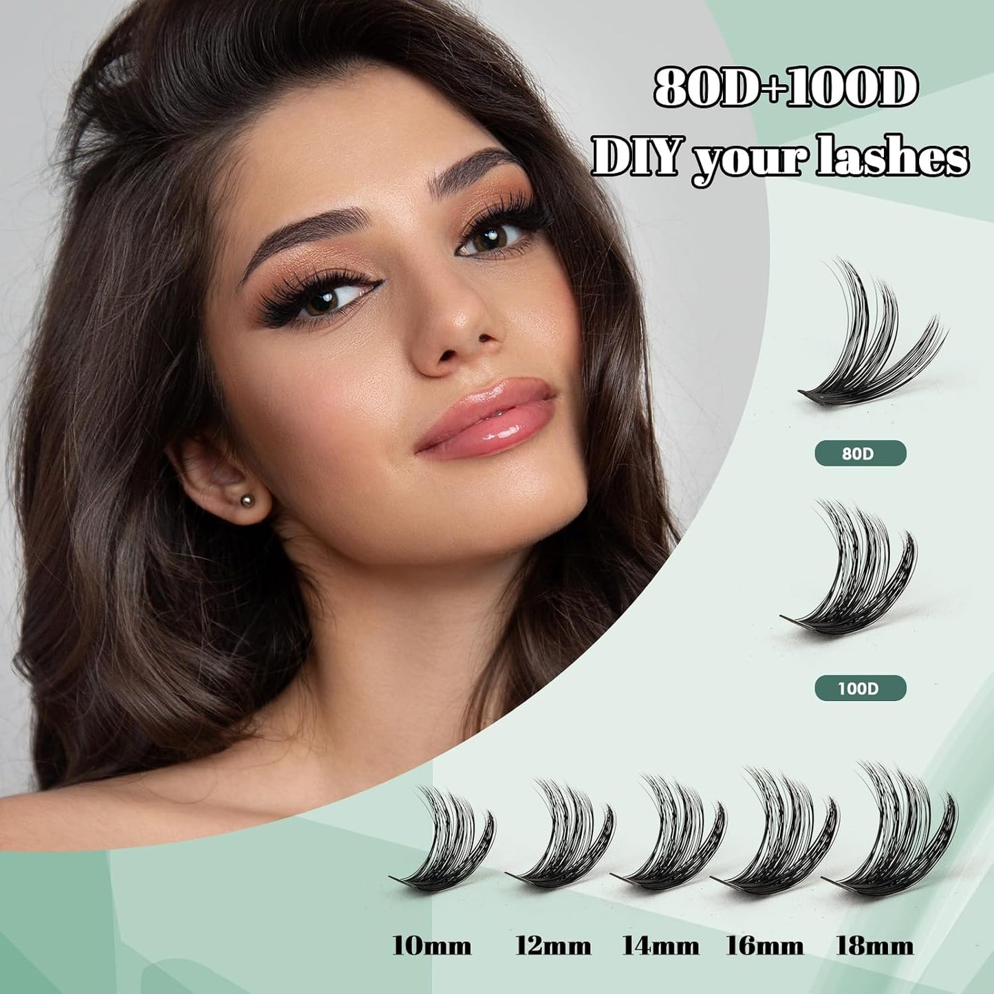 Eyelash Clusters Kit - 80D & 100D Thick Volume Lashes | 10-18mm DIY Individual Extensions with Bond & Seal