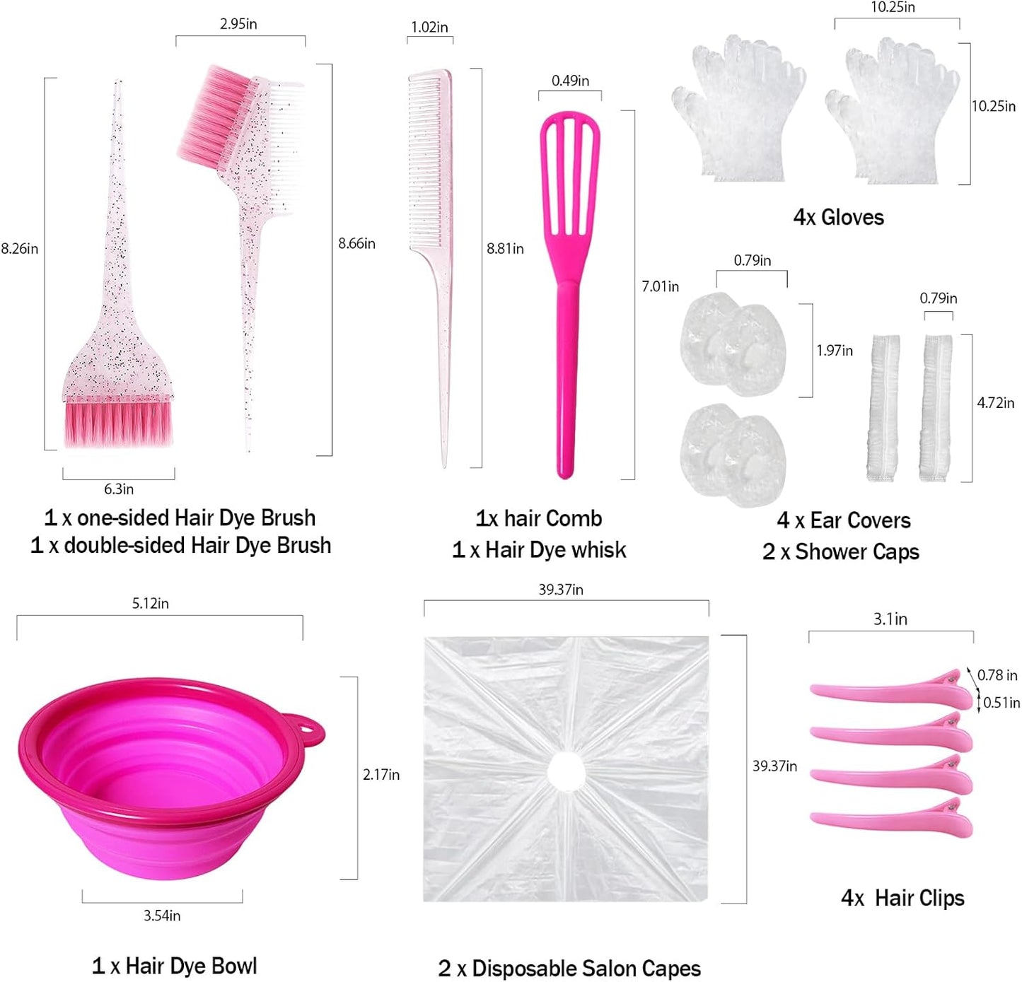 Professional Hair Dye Kit - 21 Pcs Salon Tools with Brush, Bowl, Clips & Gloves | Hair Bleaching & Coloring Set for Stylists