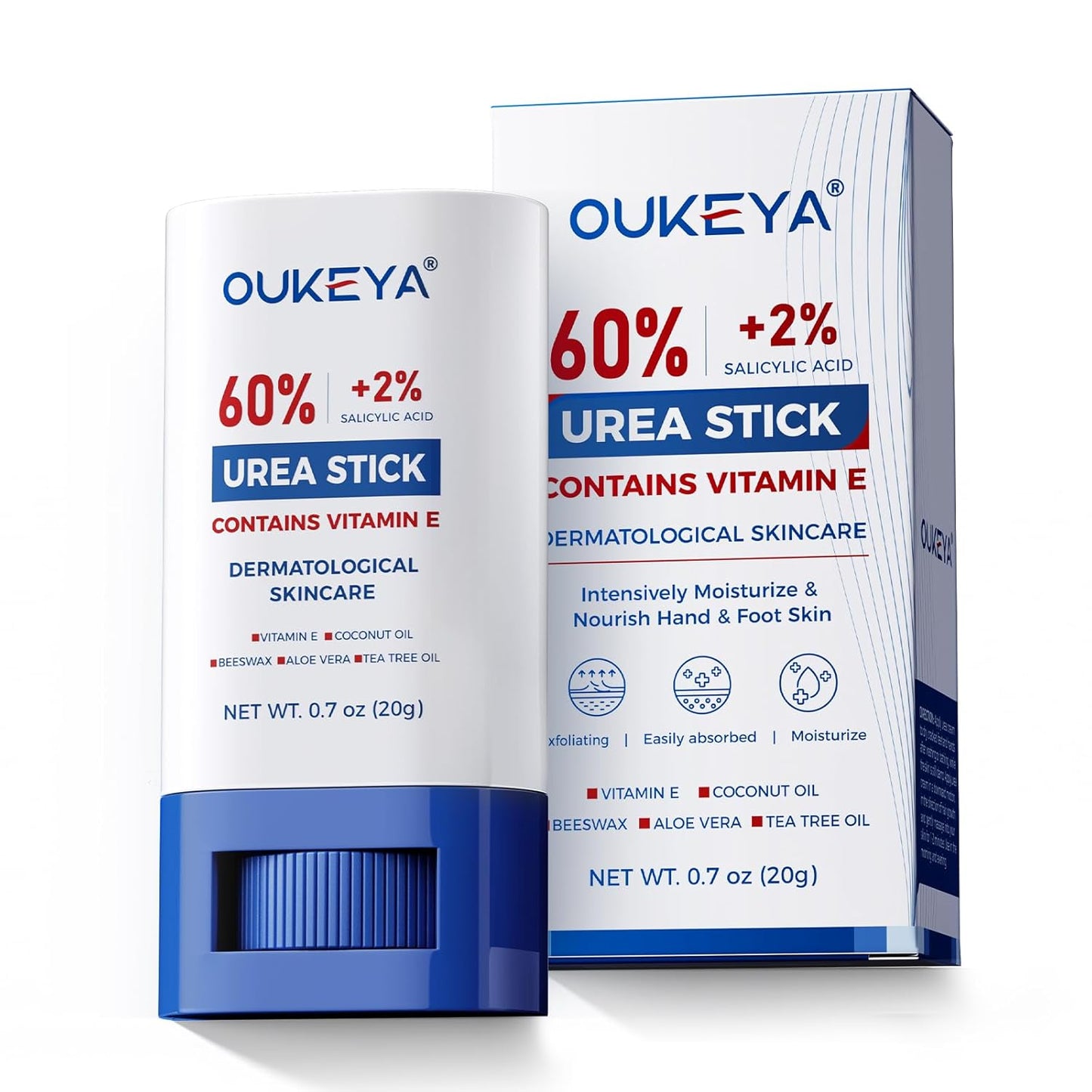 Urea Cream Stick 60% with 2% Salicylic Acid - Intensive Foot Cream for Dry, Cracked Heels | 0.7oz