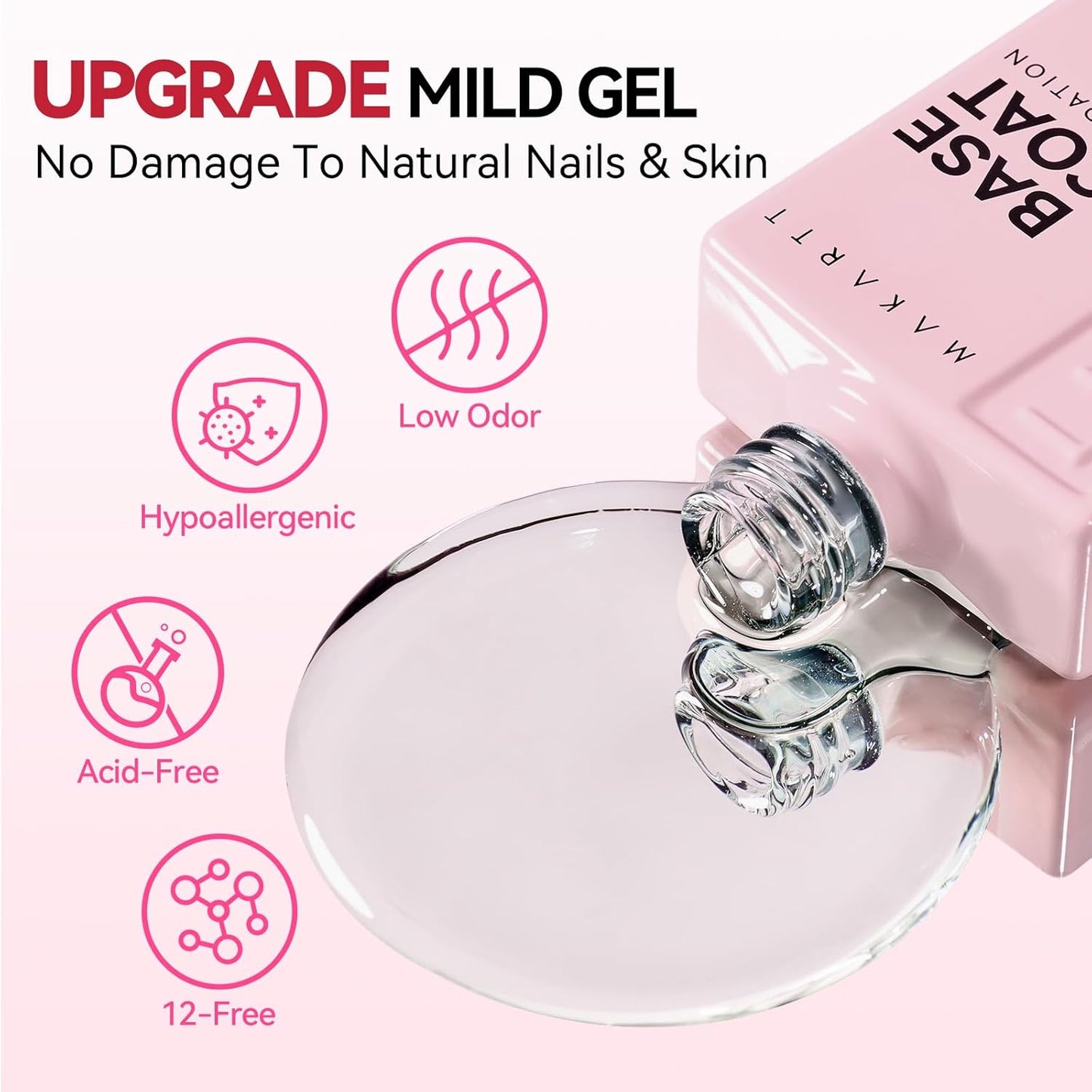 Makartt Gel Base Coat - Long-Lasting Clear Nail Polish | 15ml Upgraded Formula for Home DIY
