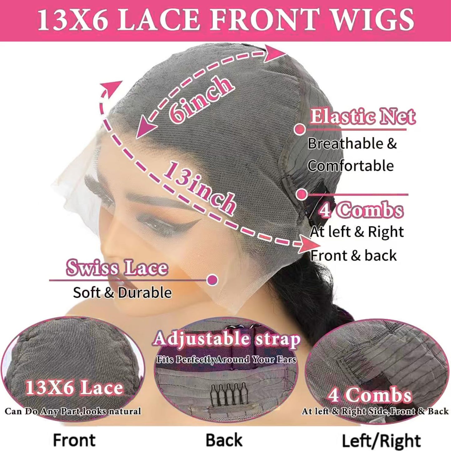 Oxcart 30Inch 13X6 Lace Front Wigs Human Hair Body Wave 200% Density HD Transparent Lace Frontal Wigs Body Wave Glueless Wigs Human Hair Pre Plucked for Women