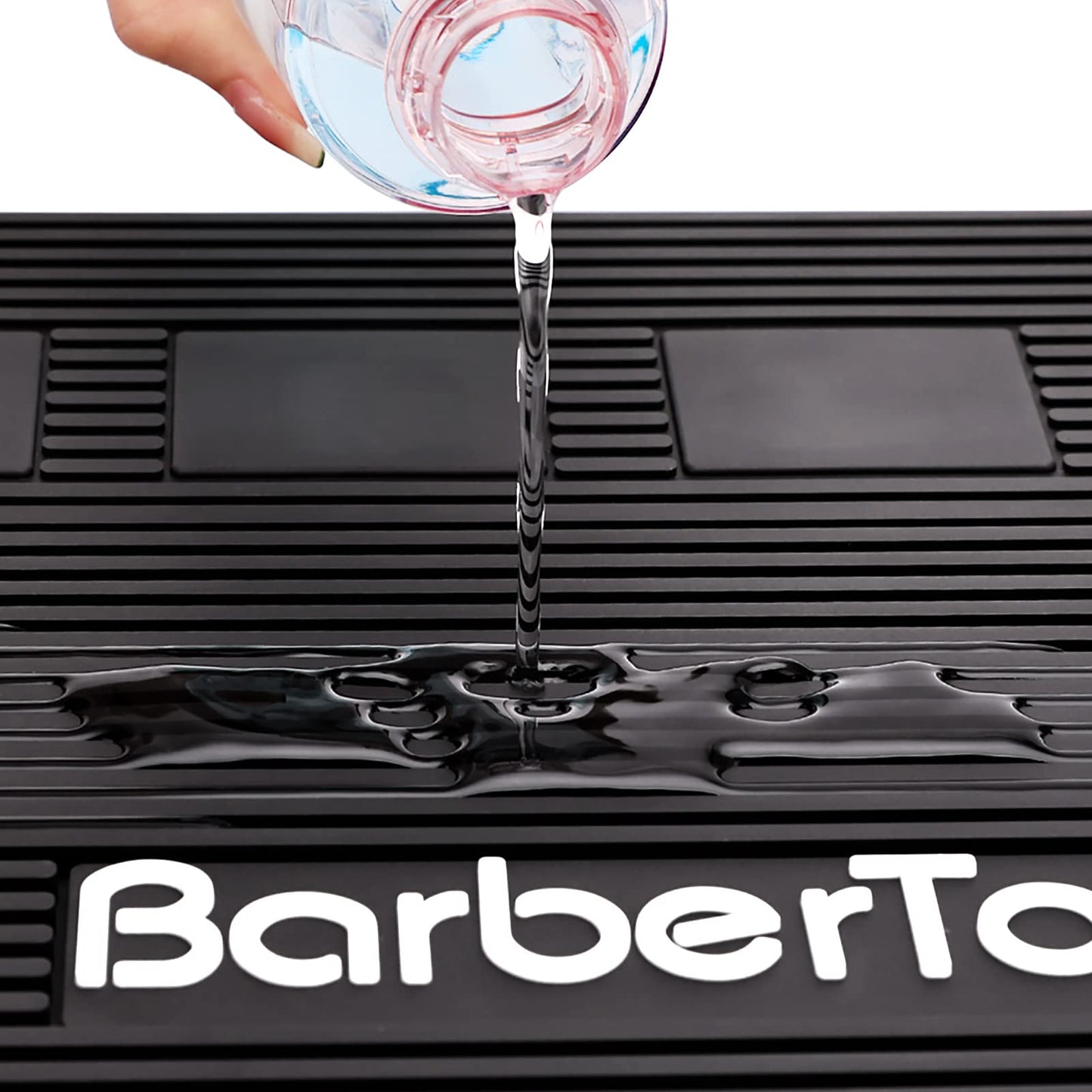 Barber Tools Organizer Mat, Magnetic Barber Mat with 2 Magnetic Slots, Barber Clippers Mat, Magnet Strip Station Pad for Hairstylist
