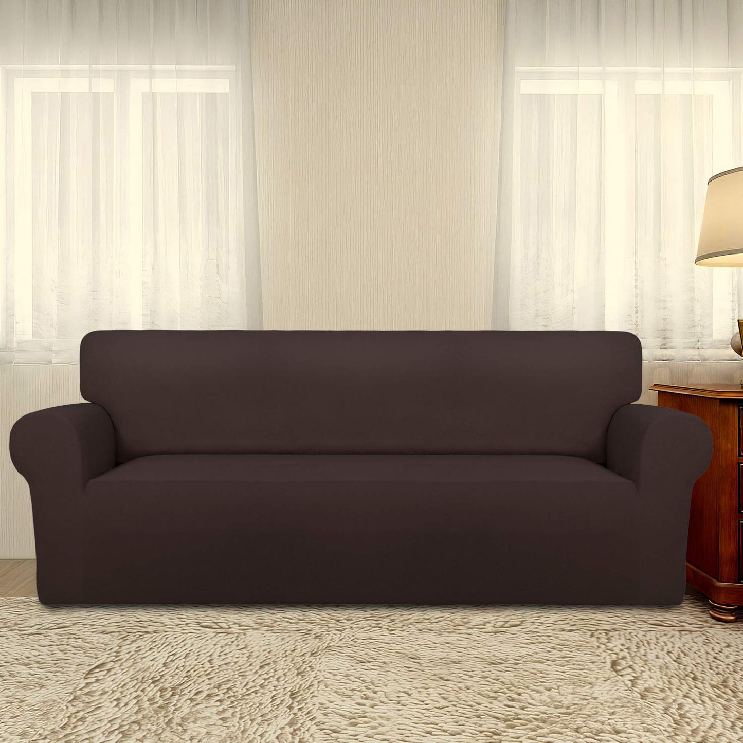 PureFit Stretch Couch Covers for Sofa Large Sofa Slipcovers Chocolate