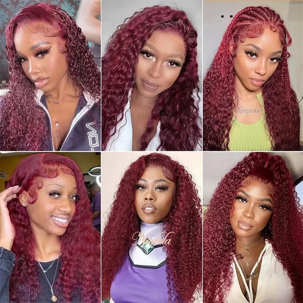 26 26 26 Inch #99J Burgundy Bundles Human Hair Kinky Curly 3 Bundles 100 Grams/Bundle 10A Grade Unprocessed Brazilian Virgin Hairs Wine Red Bundles Weaves Hair Extensions For Women