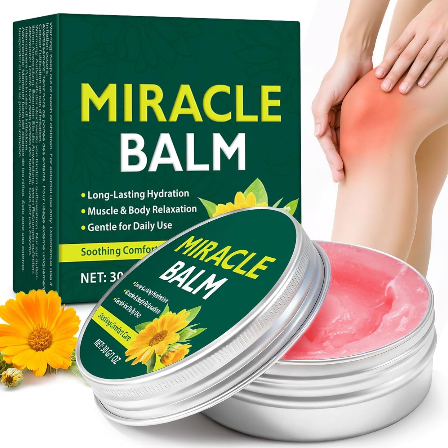 Arnica & Calendula Miracle Balm - Non-Greasy Muscle Rub for Back, Neck & Shoulders | 1 OZ (30G)