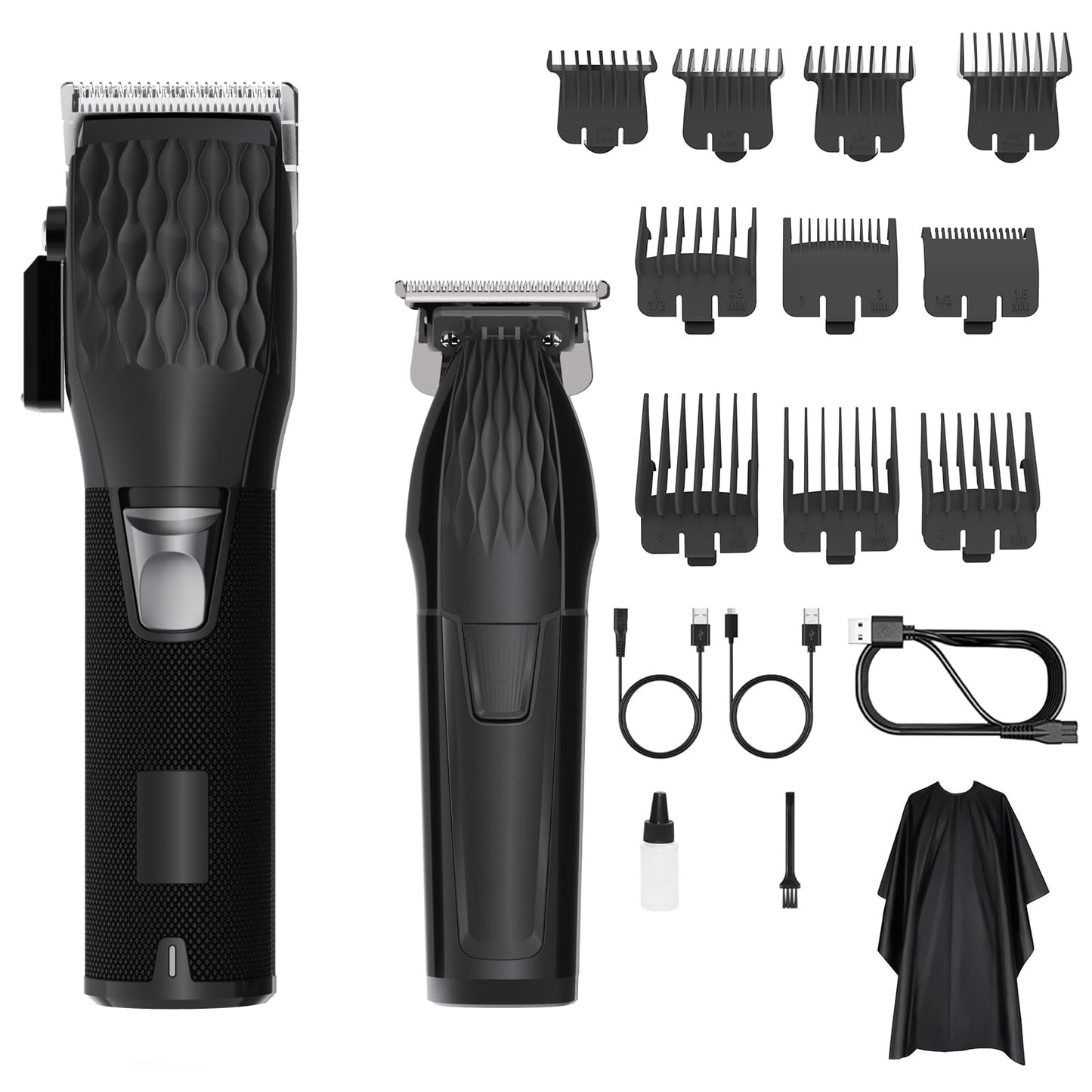 Clipzoo Professional Cordless Hair Clippers for Men & Trimmer Set, 240Min Runtime with LED Display, Quiet Haircut Kit for Men/Women/Kids w/6 Guide Combs, Barber Scissors, Cleaning Brush