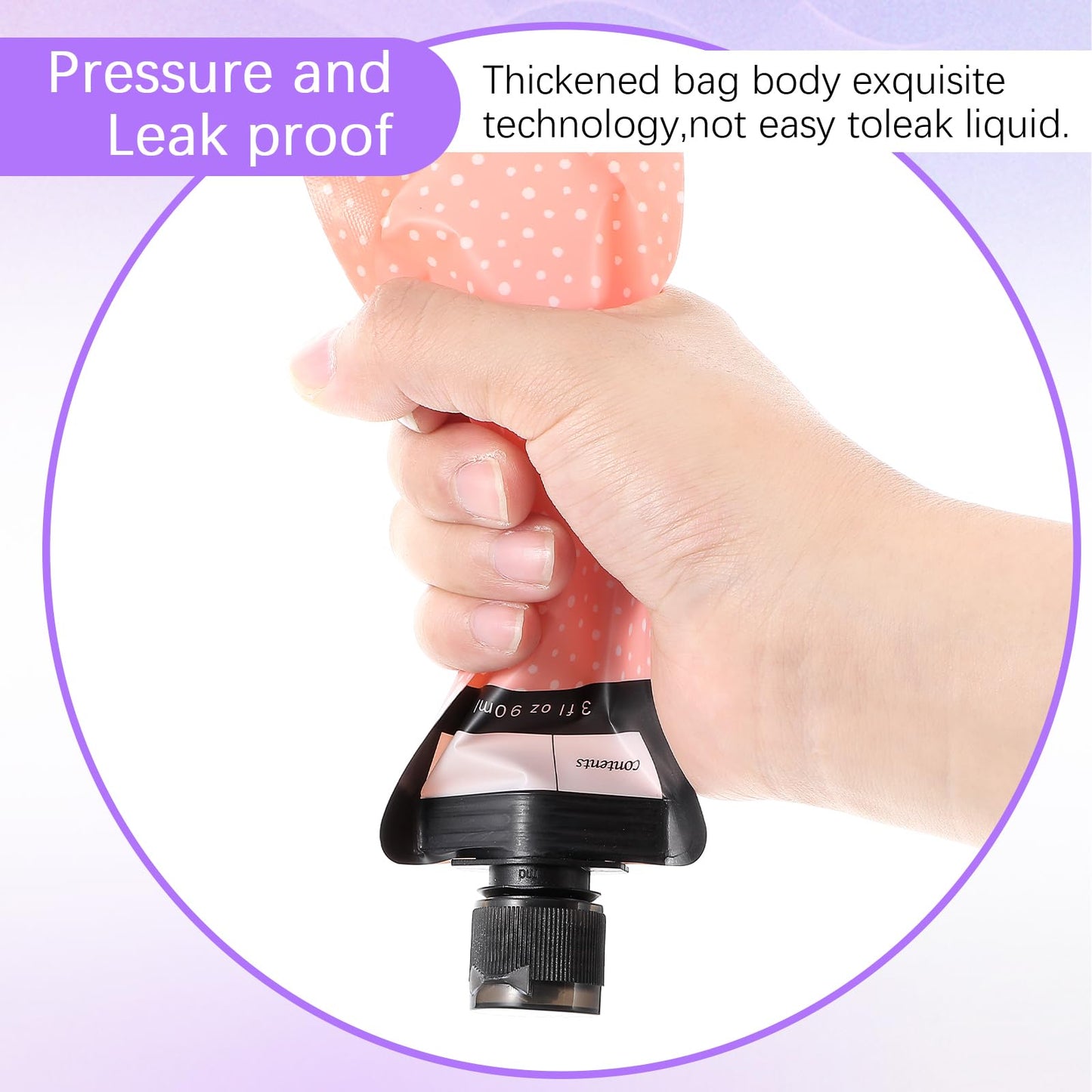 Dimeho 6 Pcs Travel Pouches for Toiletries, 3 oz Travel Size Containers Leak Proof Empty Squeeze Pouches TSA Approved Refillable Travel Bottles for Liquids Shampoo Conditioner Pouch Travel Accessories