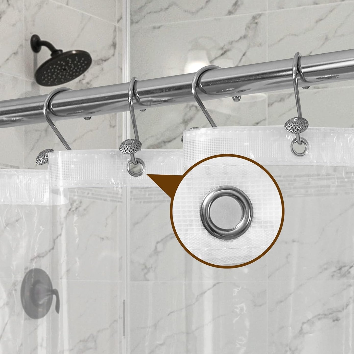 Clear Plastic Shower Liner - Premium Waterproof PEVA Curtain with Rustproof Grommets & 3 Magnets | Standard Size