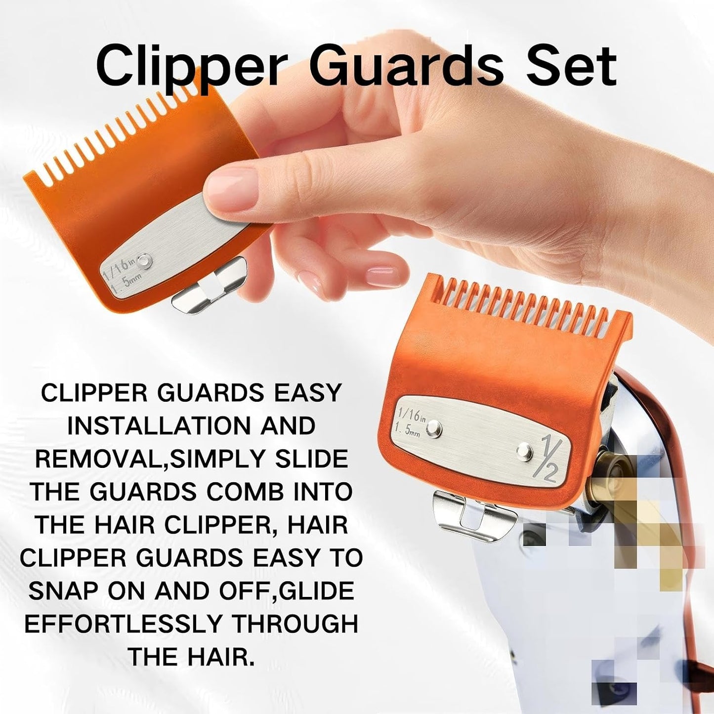 Clipper Guards Set - 2 Pack Compatible with Wahl 1/2 Hair Clipper | Metal Guide Combs for Barbers & Stylists - Orange