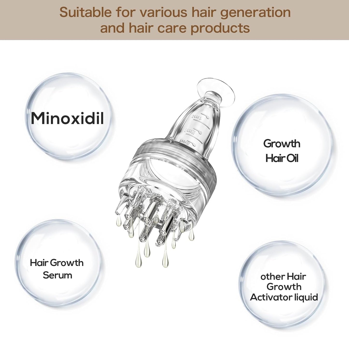 Minoxidil Scalp Applicator Comb - Hair Growth Oil Massager for Follicle Care | Transparent