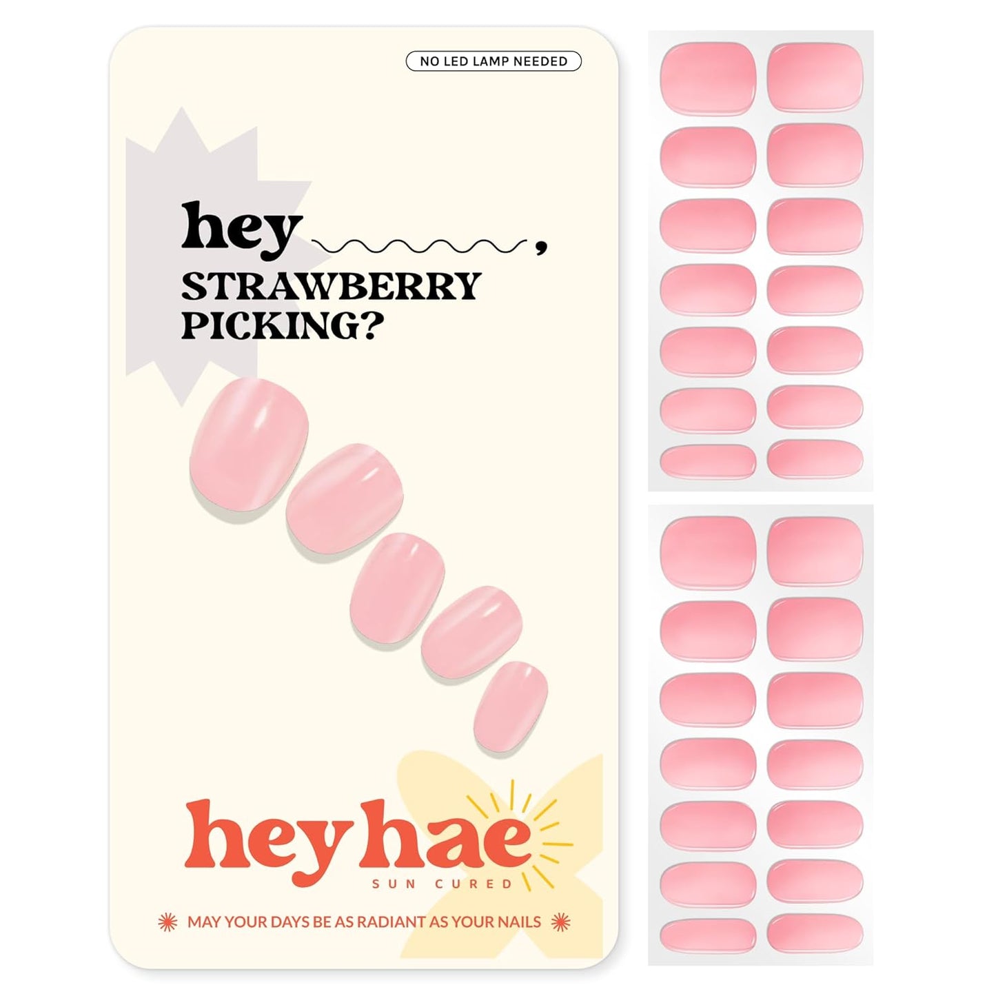 Semi Cured Gel Nail Strips - Easy Apply & Remove, Salon Quality | Summer Yellow | 28 Strips, Prep Pads & Nail File Included