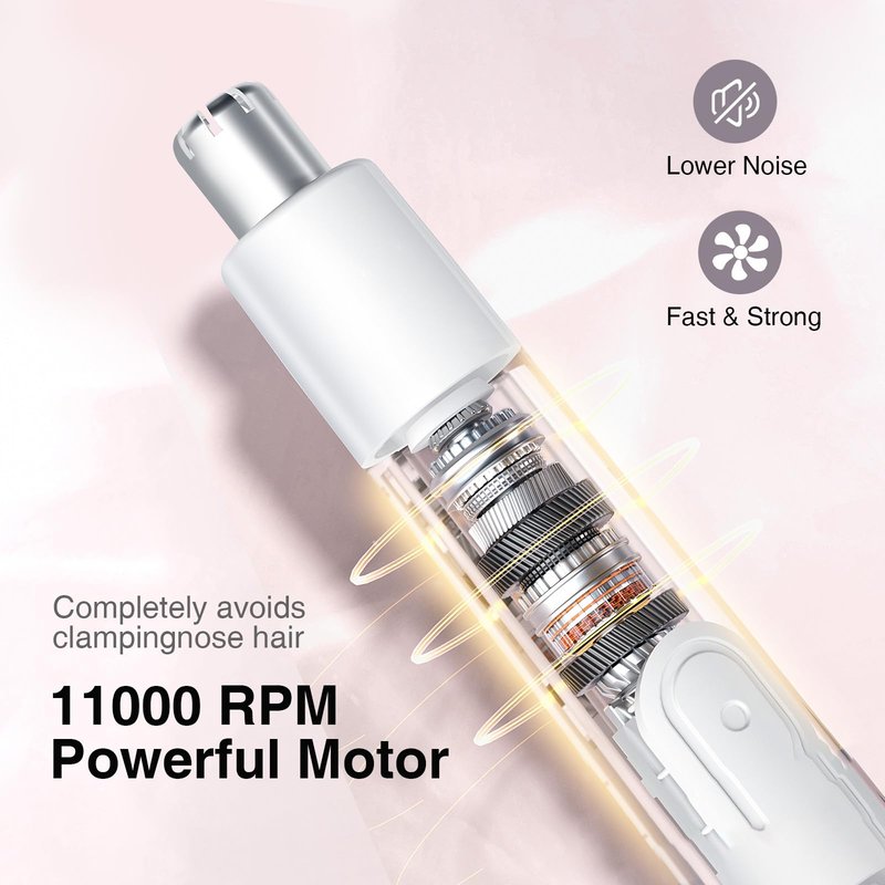 TOUCHBeauty Nose and Ear Hair Trimmer for Women Men, 2-in-1 USB-C Rechargeable Eyebrow Trimmer & Facial Hair Removal, Waterproof Dual-Edge Nasal Hair Clipper with Storage Case(White)