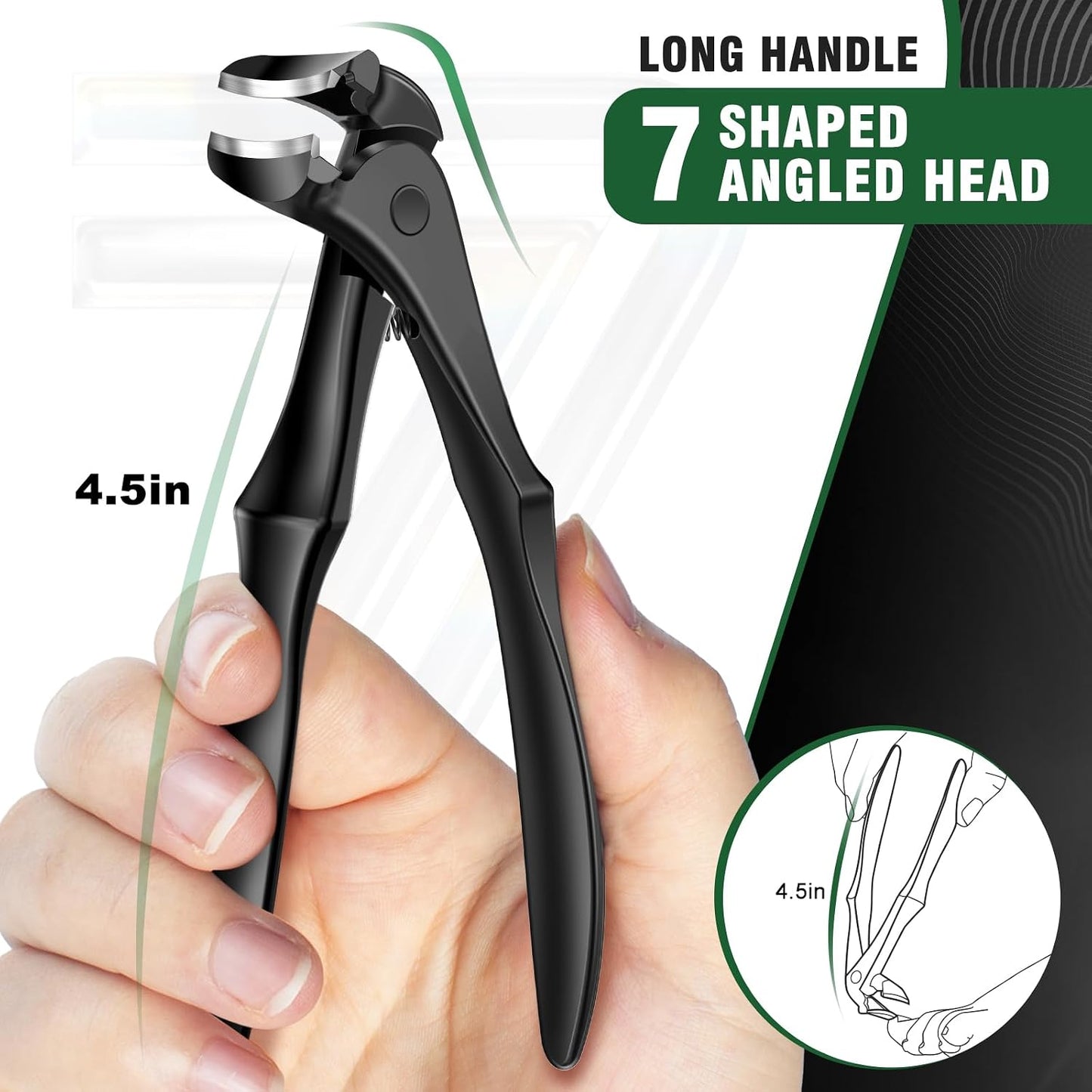 Toenail Clippers for Seniors - Long Handle Angled Head Design | 6-Piece Set for Thick & Ingrown Nails