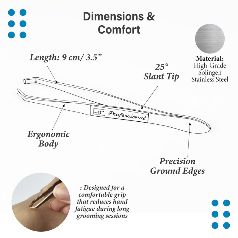 Solingen Germany Slant Tip Stainless Steel Eyebrow & Facial Hair Hand-Filed Made in Germany (Nickel-Gold)