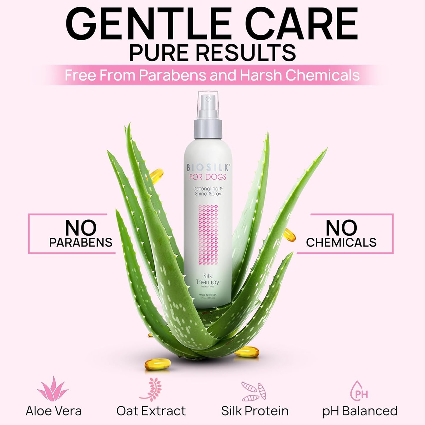 BioSilk for Dogs Detangling & Shine Spray - pH Balanced Leave-In Mist with Silk & Vitamins | 8 Fl Oz