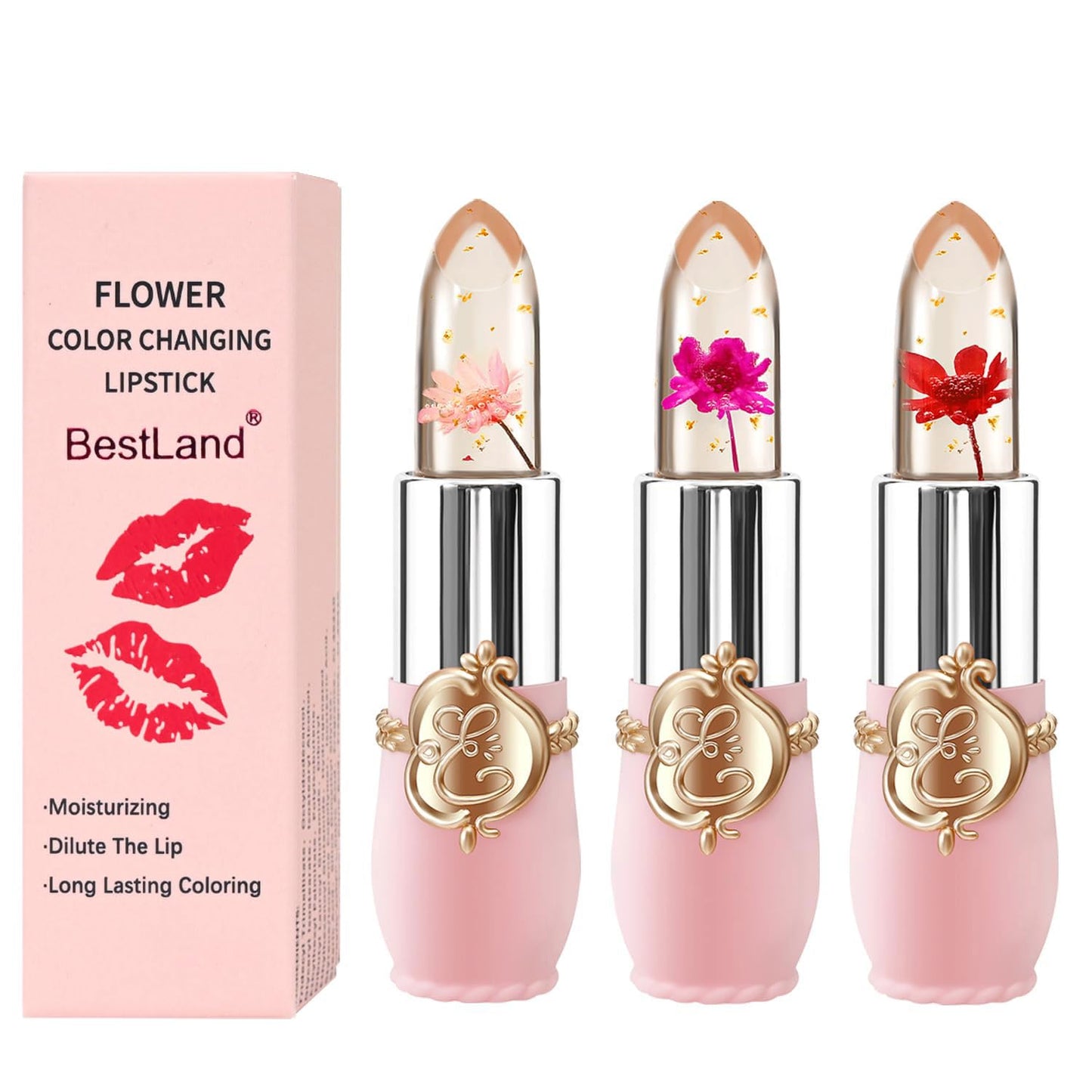 Flower Jelly Lipstick Set - 3 Pcs Color-Changing Moisturizer Balm | Long-Lasting Hydration