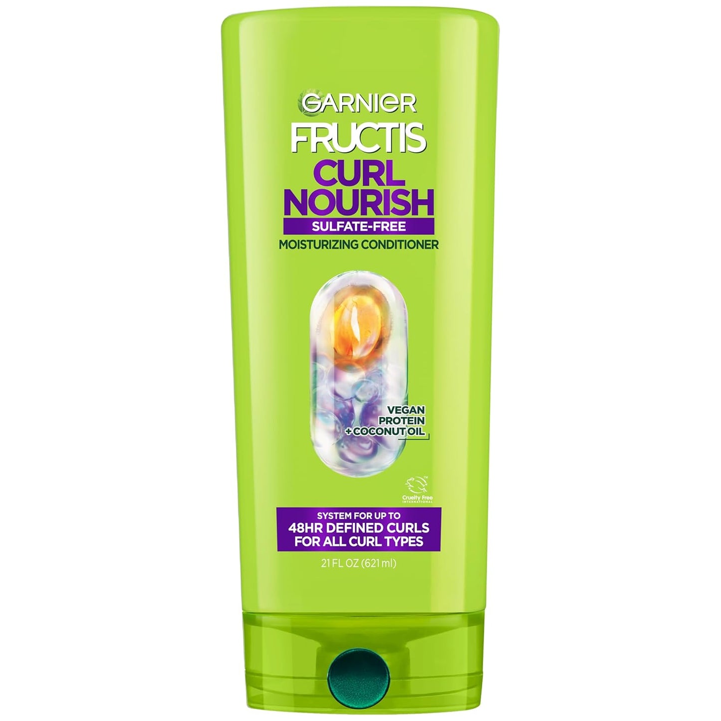 Garnier Fructis Curl Nourish Conditioner - Curly Hair Care with Coconut Oil & Plant Protein | 21 Fl Oz