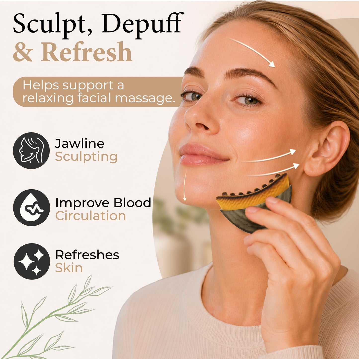 Lymphatic Contour Face Brush, Facial Brush for Lymphatic Drainage, Dry Lymphatic Massage Brush, Face Sculpting Brush, Lymphatic Drainage Massager, Contour Face Brush, Face Depuffer, Facial Tool