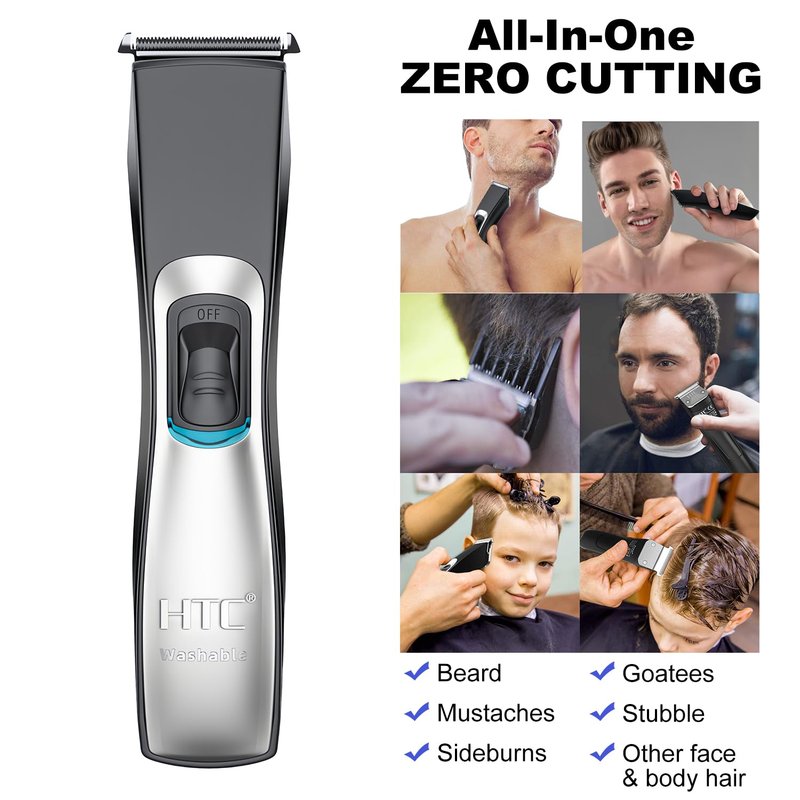 HTC Men's Hair Clippers & Beard Trimmer Grooming Kit All-in-One Professional Electric Haircut Kit, Fully Washable, Corded & Cordless Use with Trimmer Hair and Body Care