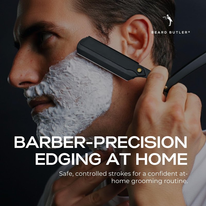 Beard Butler® 'The Original' Straight Razor for Men – Often Imitated, Never Matched – Professional Barber Razor Kit with 10 Replaceable Stainless Steel Blades – Beard Shaping Razor