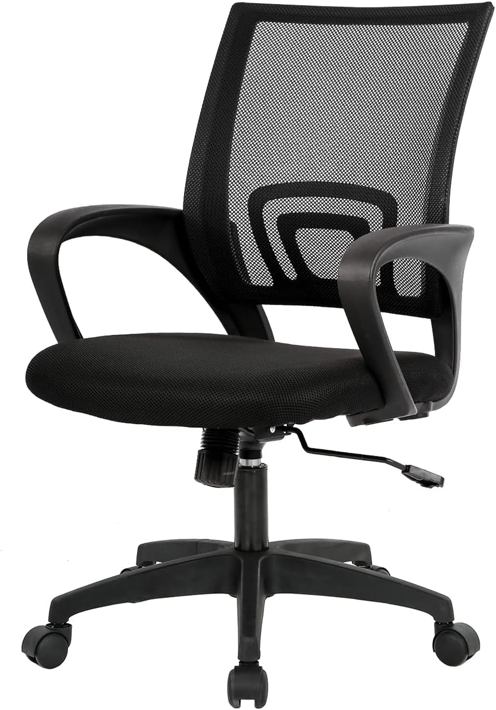 Ergonomic Office Chair - Mid-Back Swivel Desk Chair with Breathable Backrest & Lumbar Support | Adjustable Height | Black