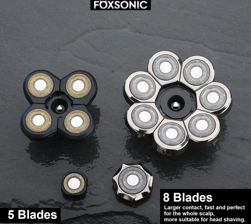 Universa 8 Blades Replacement Heads for Mainstream head shaver brands, Head Shaver Replacement Blades (8 Silver)