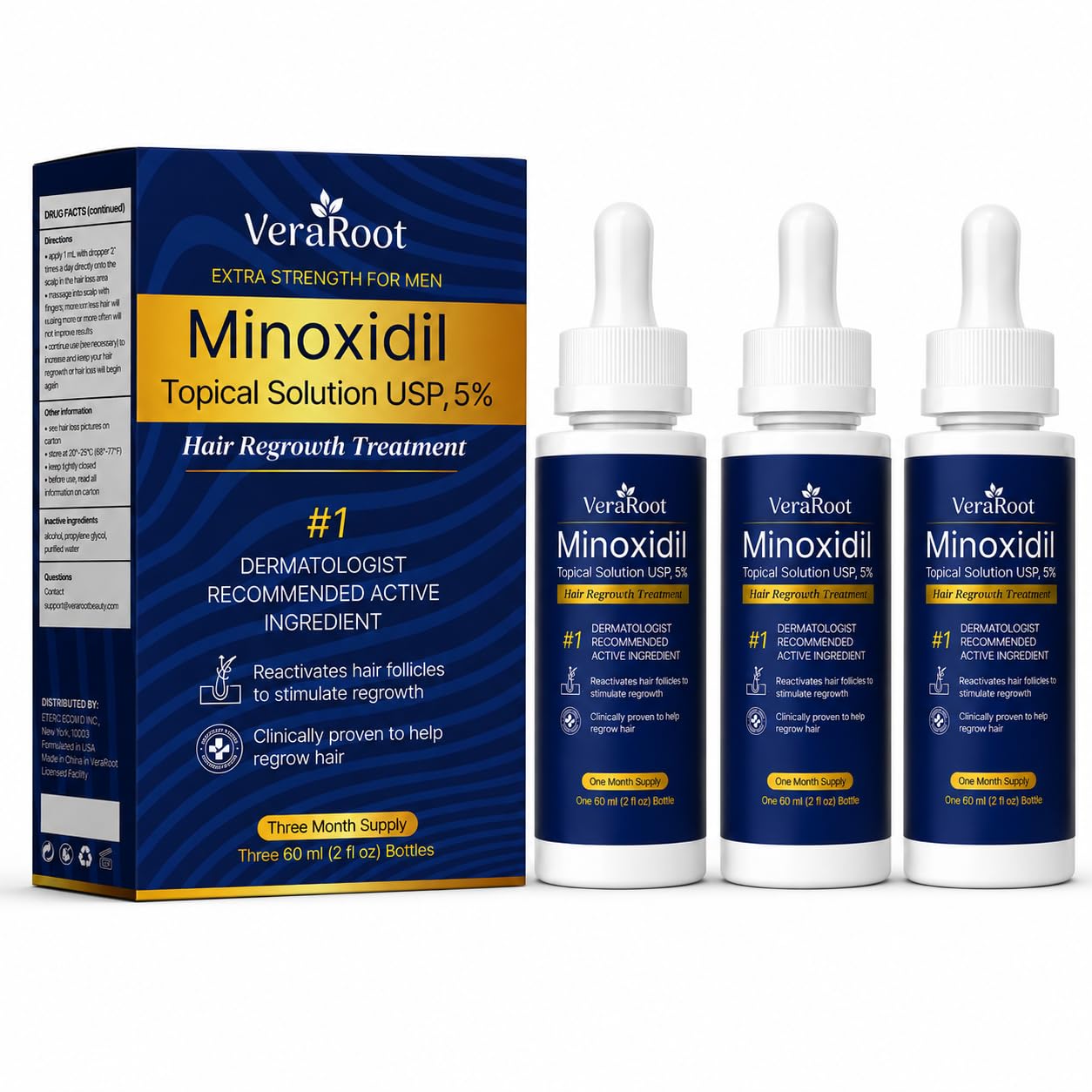 5% Minoxidil Beard Growth Kit For Men: Hair Loss and Hair Regrowth Treatments - Thicker Fuller for Facial & Scalp Hair