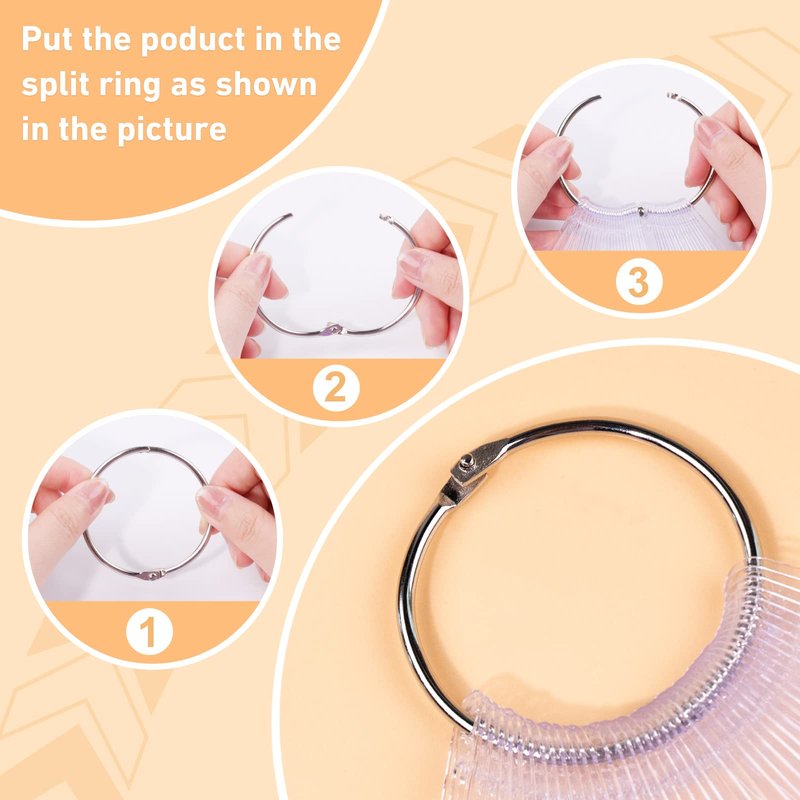 Subay 100pcs Fan-shaped Nail Swatches Sticks with Number Stickers, False Fake Nail Art Tips Sticks Polish Gel Salon Display Practice Tools with Metal Split Ring Holder