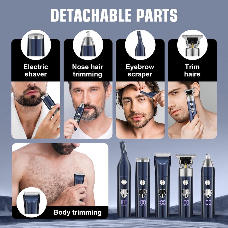 HIENA PRO Beard Trimmer for Men, Professional Body Facial Ear Nose Hair Trimmer and Beard Grooming Kit, 5 in 1 Complete Grooming Kit & Cordless Electric Hair Clippers Haircut, Gifts for Men