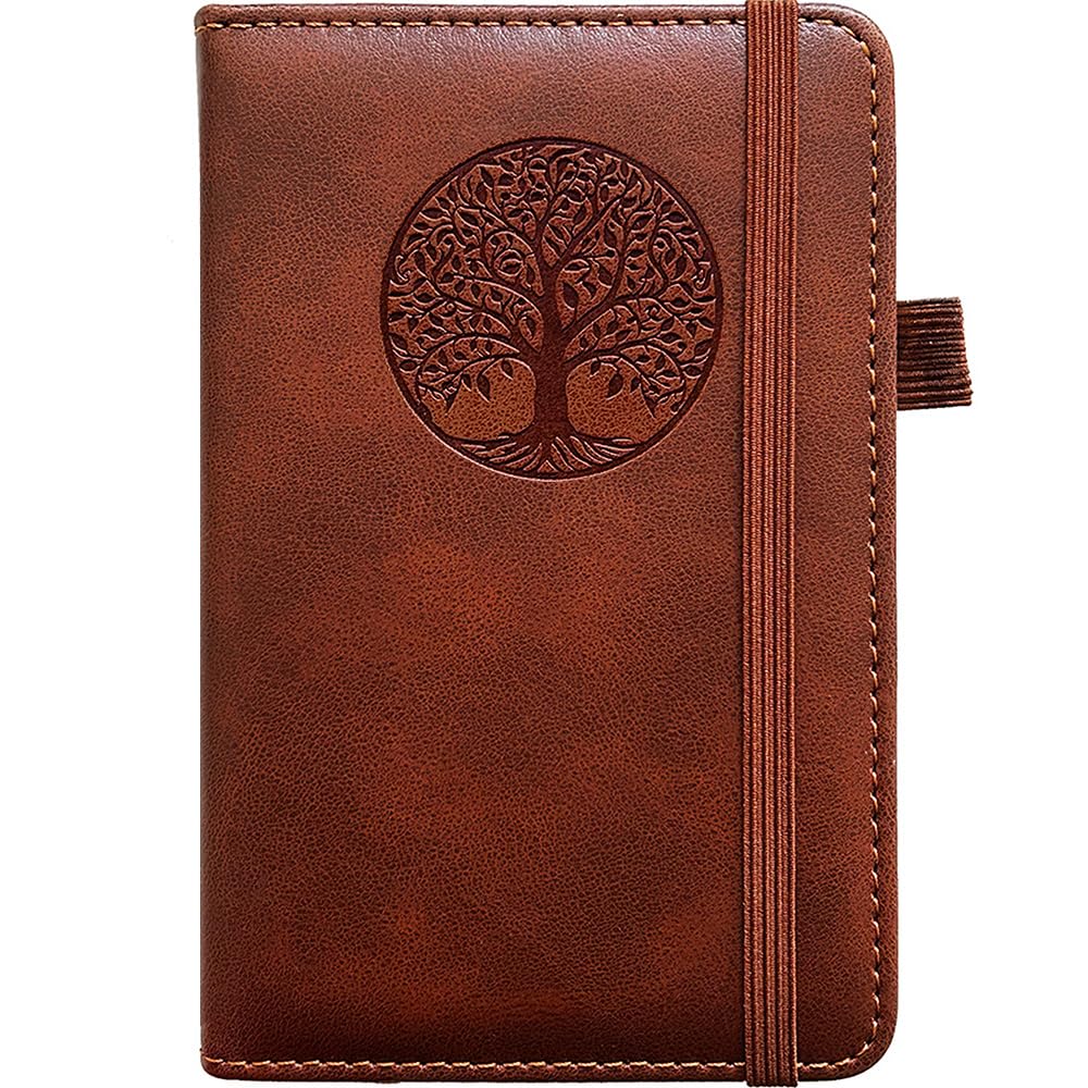 BIYUNRO Small Pocket Notebook, Leather Journal Mini (Brown)
