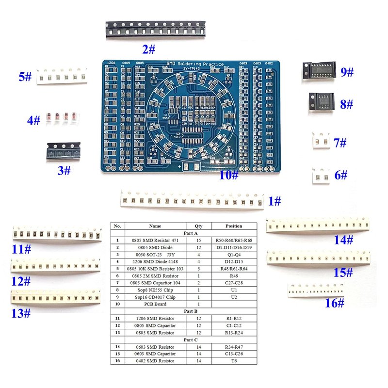 ISolderStore Soldering Practice Kit 4 Kits SMD SMT Kit DIY Electronic DIY Kits Soldering Project Soldering Training Board All in One