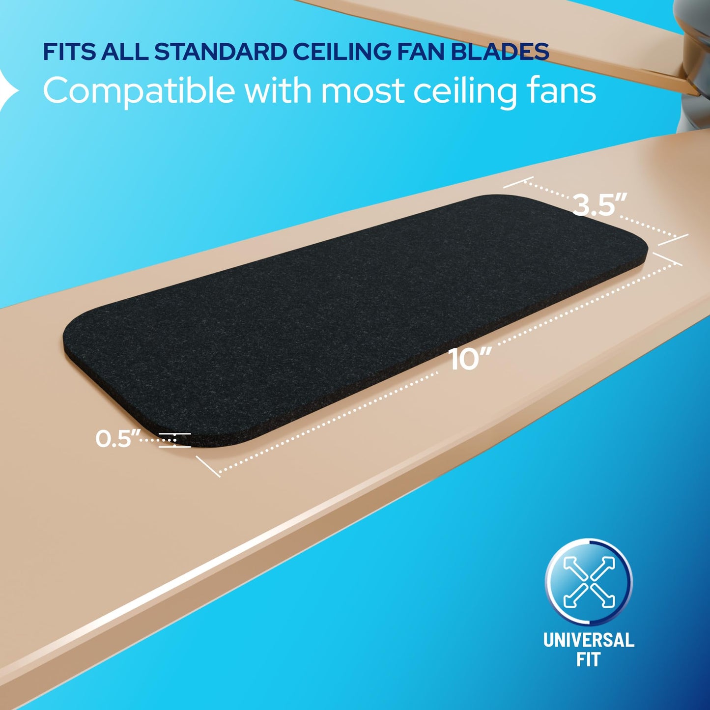 KASTLITE Fan Blade Air Purifier Pads - Activated Coconut Carbon Ceiling Fan Dust Catcher Pads - Traps Smoke Odor & Pet Hair for Cleaner Home - Peel & Stick Filters, Universal Fit, Unscented, 5-Pack