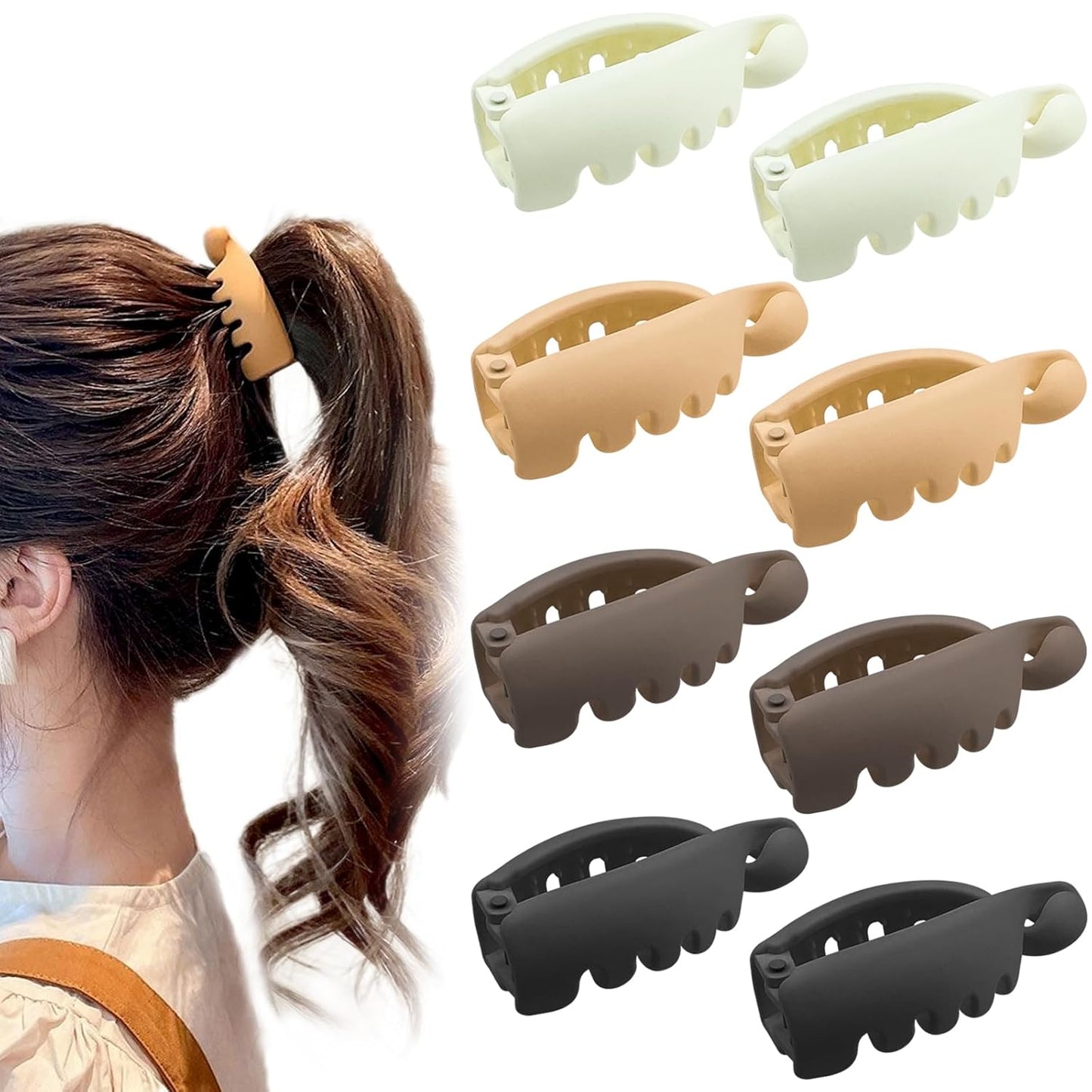 Matte Banana Hair Clips - 8 Pcs Strong Hold Ponytail Holders | French Barrettes for Fine Hair