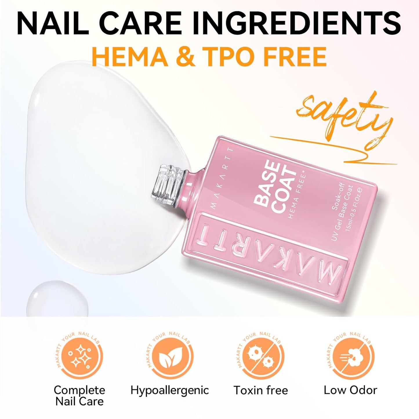 Gel Top and Base Coat Set - Hema-Free, No Wipe, Diamond-Shine | 2 PCS 15ml for Long-Lasting Nail Polish