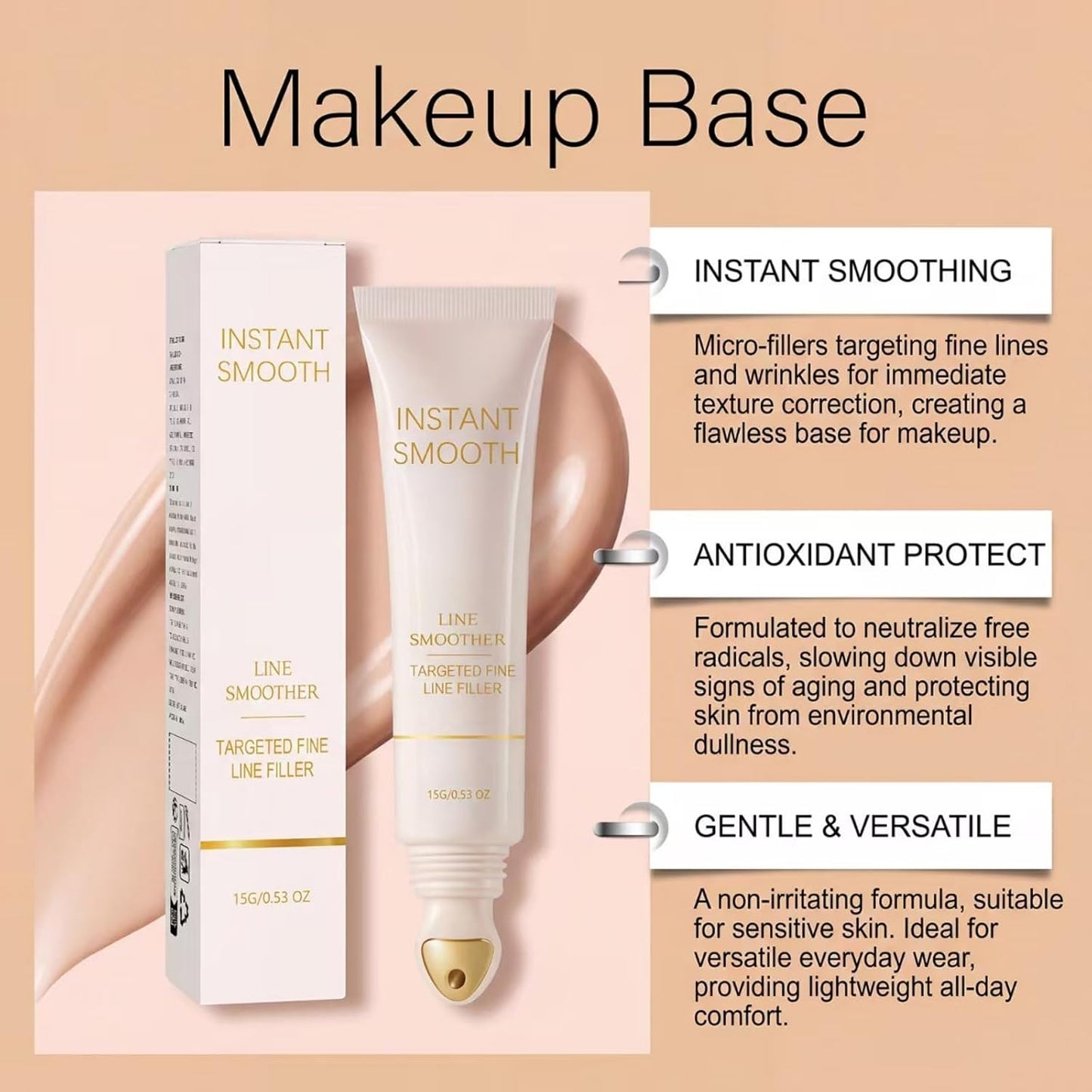 Instant Fine Line Filler - Anti-Aging Face Primer for Wrinkles & Crow's Feet | 15g/0.53oz
