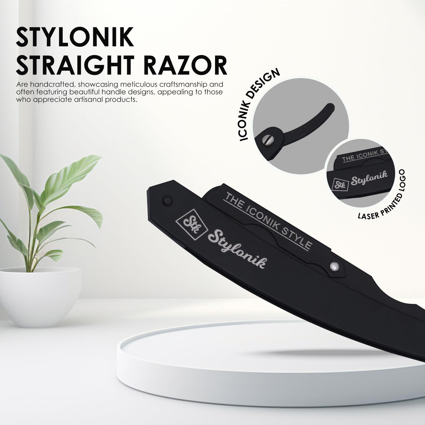 Stylonik Straight Razor for Men – Professional Straight Edge Razor Kit for Men with 60 Single/30 Double Sided Straight Razor Blades and Barber Razor Leather Case