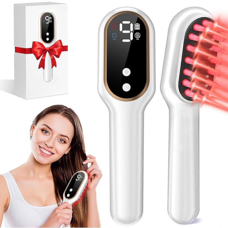 Obiredk ㅤLaser Hair Growth Comb for Men & Women, FDA Cleared 650nm LLLT Red Light Therapy for Hair Regrowth, Targeted Treatment for Receding Hairline & Thinning Crown, Portable Rechargeable - White
